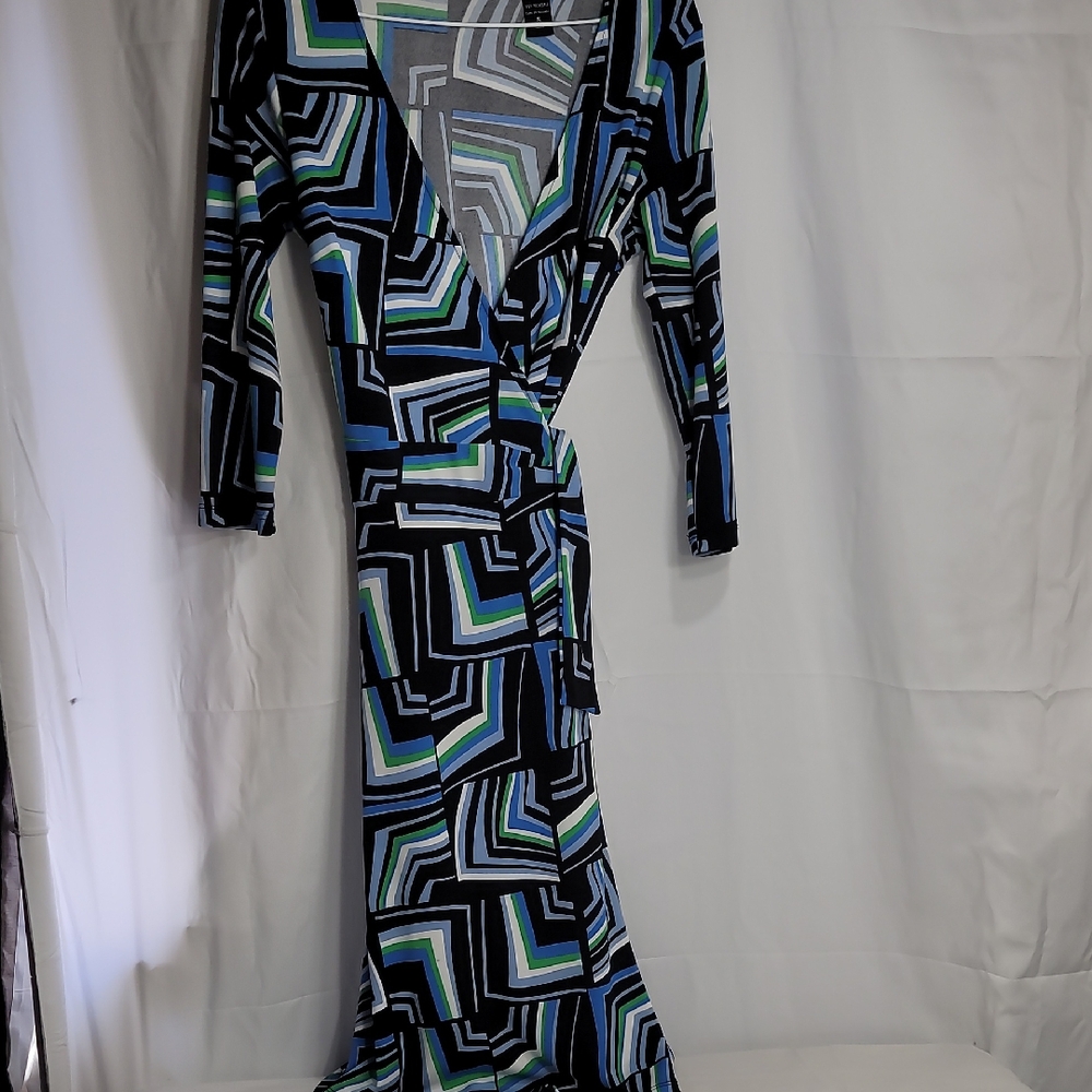 New York & Company Blue Black Long Sleeve Sheath Dress